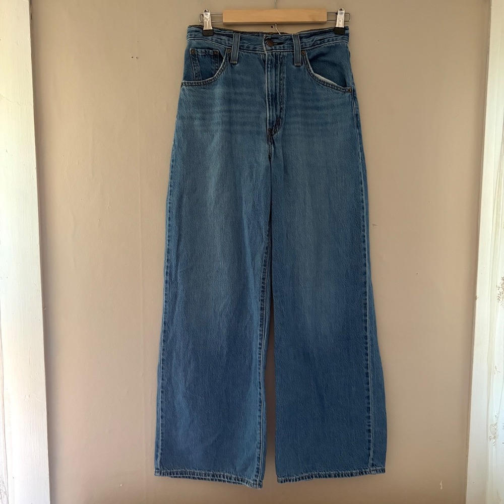 Levis Womens Cinch Baggy Jeans Size 26 Blue Wide Leg Skater High Rise Streetwear